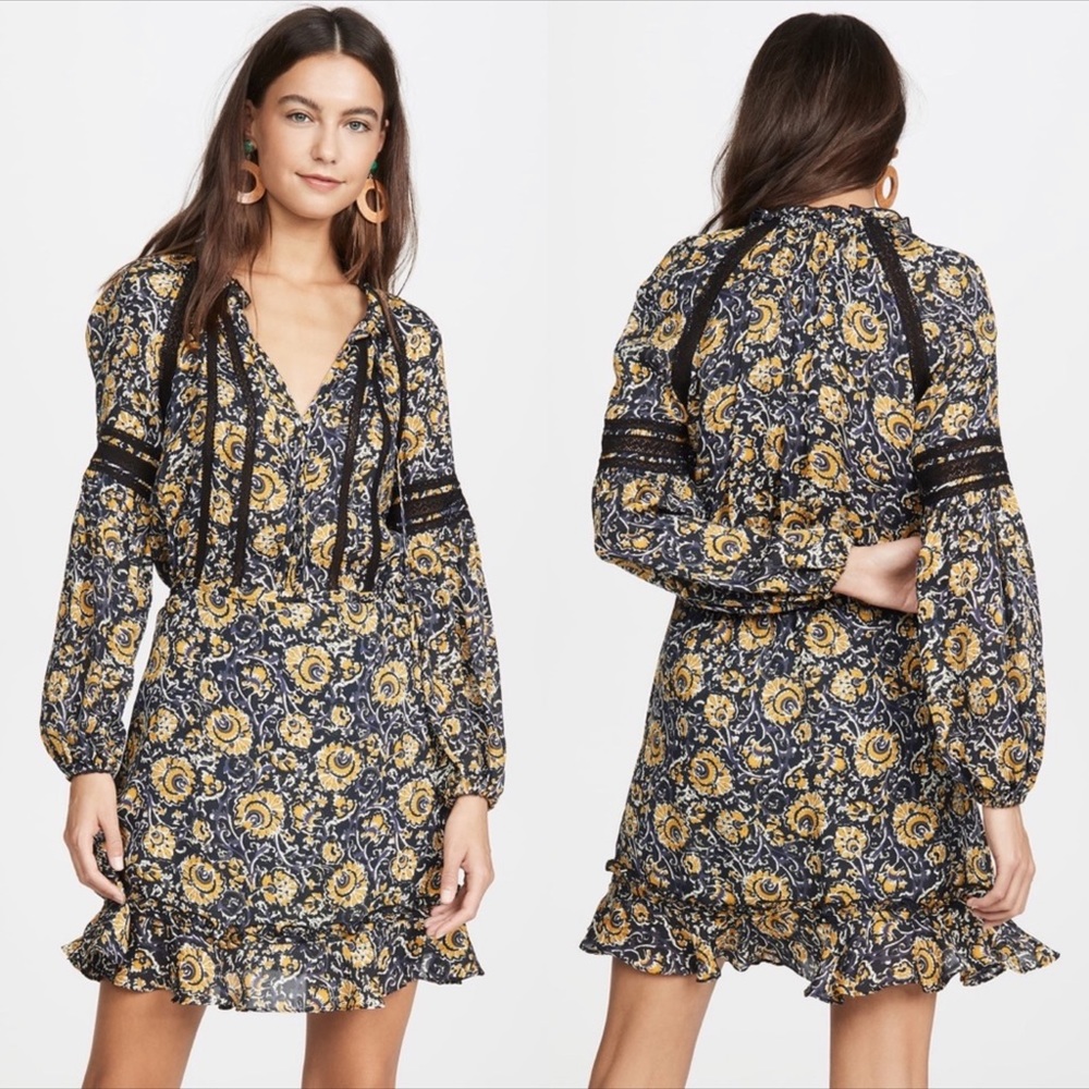 Veronica Beard Yellow Floral Ida Silk Dress L/10